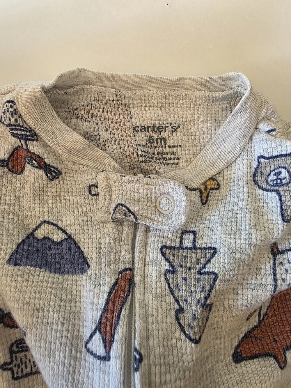 Carter's Kids Cream Footed One-Piece with Woodland Print, 6m